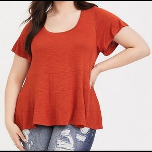 Torrid Super Soft Terracotta Tiered Seam Tee Size 5 EUC